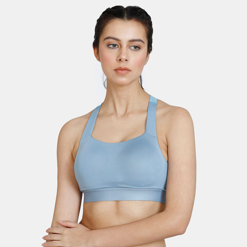 Zelocity High Impact Padded Sports Bra Faded Denim Blue Buy