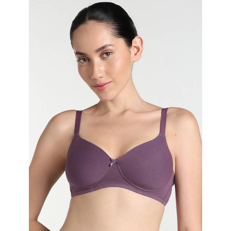 Wacoal Basics Essentials 2.0 Padded Non-Wired 3/4Th Cup T-Shirt Bra -Dark Purple (34B)