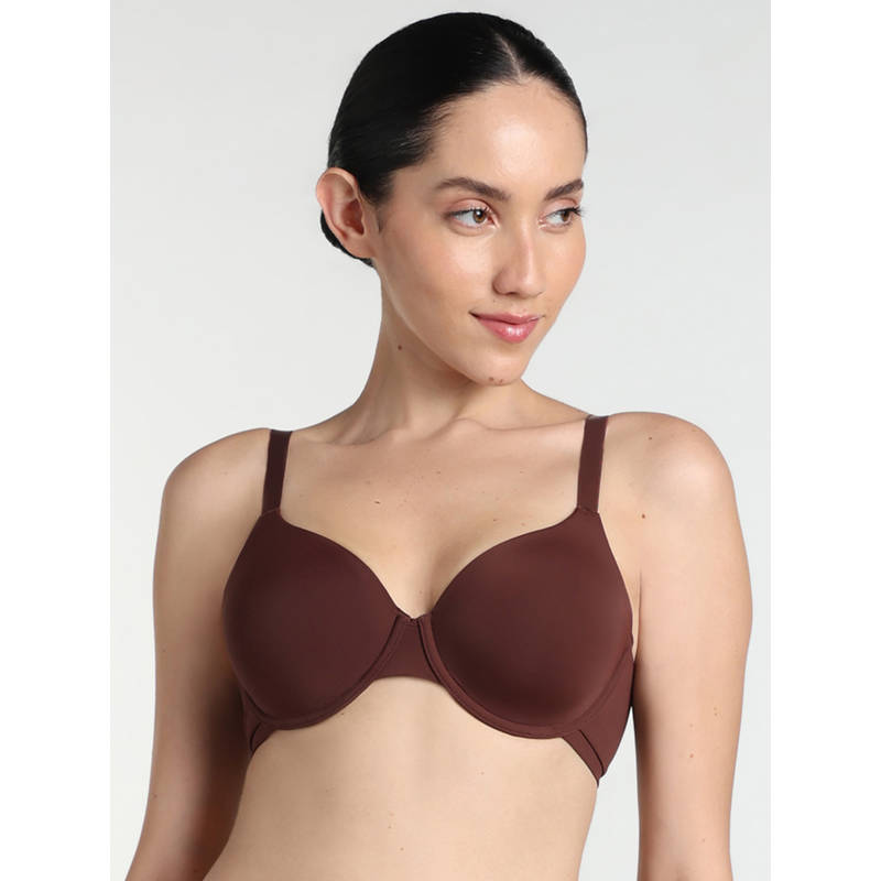 Wacoal Elegance Padded Wired Full Cup Smooth Finish T-Shirt Bra - Dark Brown (32D)