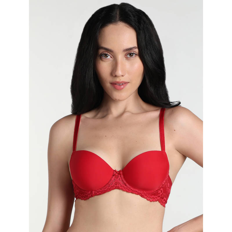 Wacoal Balcony And Beyond Padded Wired Half Cup Smooth Finish Bra -Red (32C)