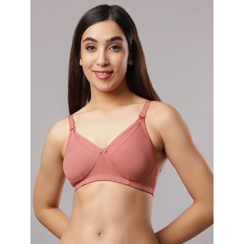 Mamma's Maternity Solid Bamboo Fabric Ultra Soft Non-Padded Maternity/Nursing Bra Rose Gold (32C)