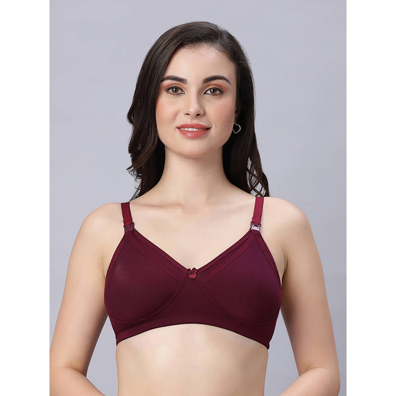 Mamma's Maternity Solid Bamboo Fabric Ultra Soft Non-Padded Maternity/Nursing Bra Wine (32C)