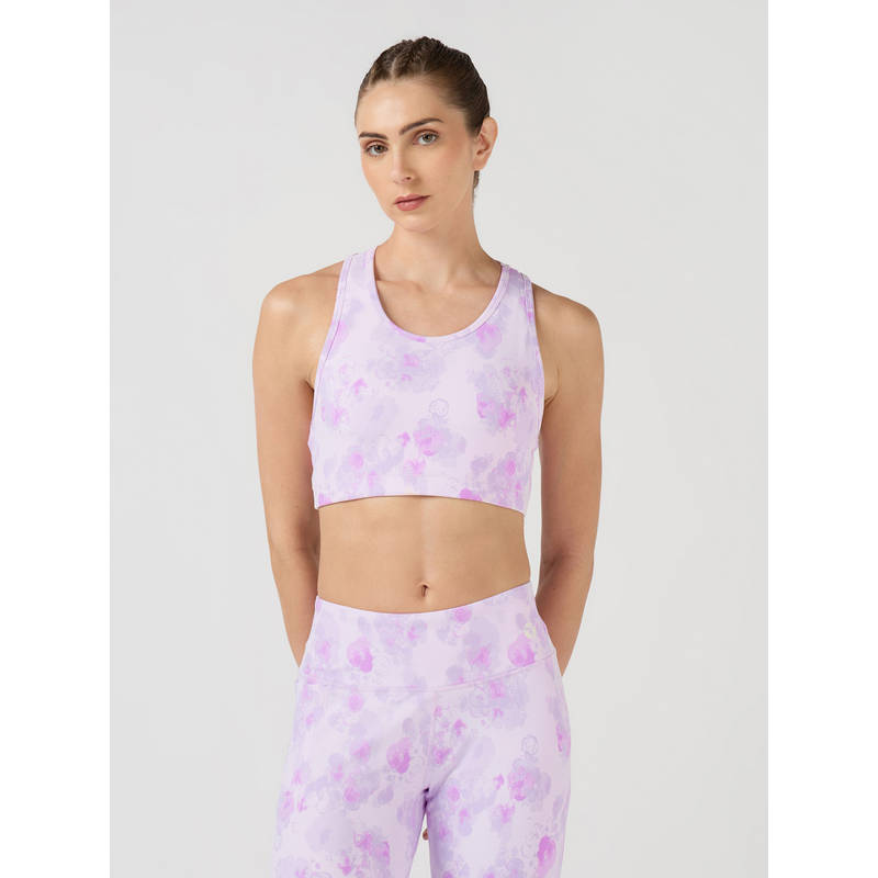 Technosport Women Printed Sports Bra For Active & Gym Wear Yoga Purple (S)