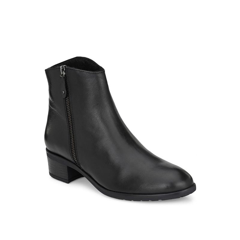 Delize Black Solid Ankle Boots (UK 4)
