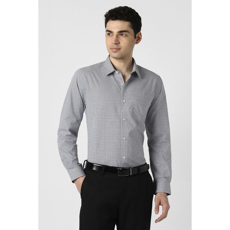 Peter England Men Grey Slim Fit Full Sleeves Formal Shirt (40)
