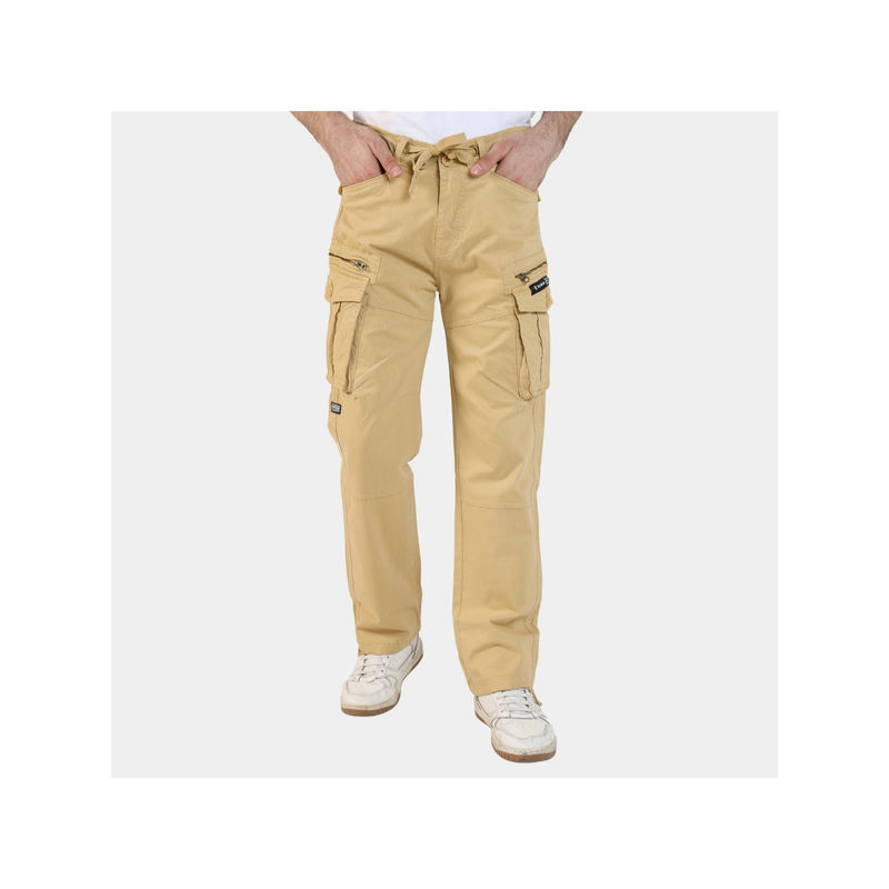 BOTABOCHI Beige Korean Baggy Fit Cargo Pant (30)