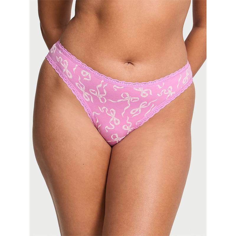 Victoria's Secret Lace Trim Lace-Waist Bikini Panty Pink (XS)