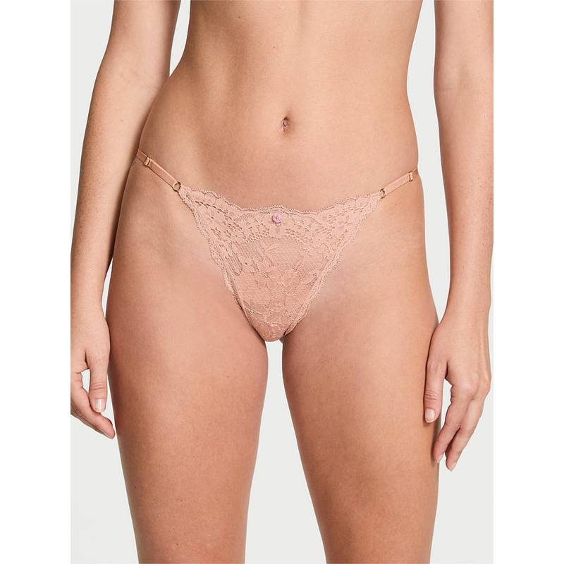 Victoria's Secret Dream Angels Lace Adjustable String Bikini Panty Beige (XL)