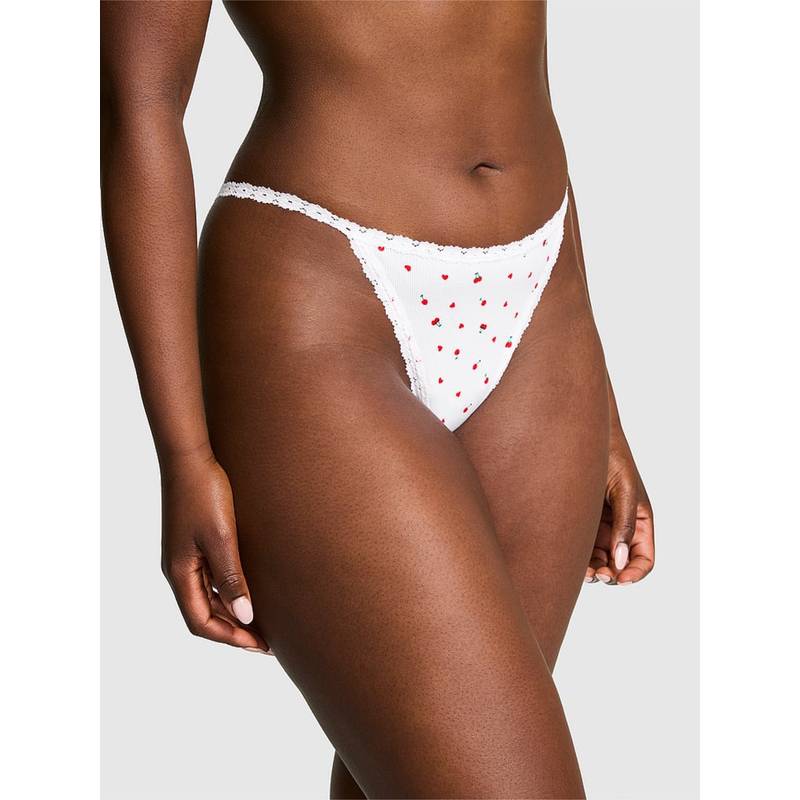 Victoria's Secret Pink Cotton V-String Panty White (XS)