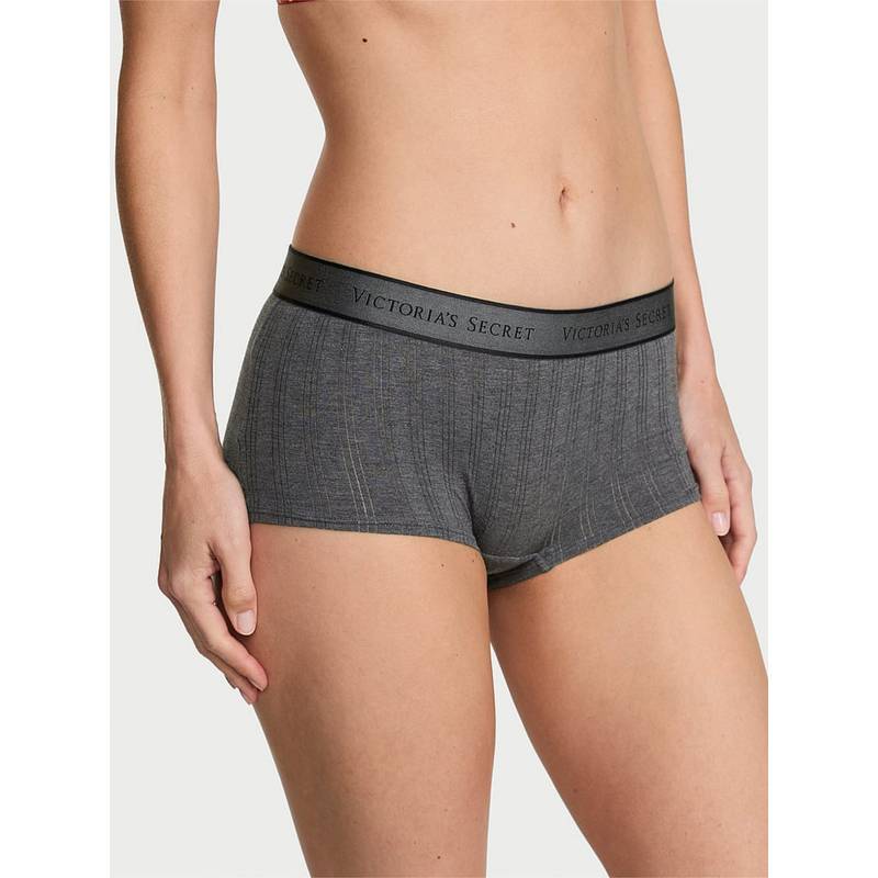 Victoria's Secret Cotton So soft Modal Ultra-Fine Logo Boyshort Panty Grey (XS)