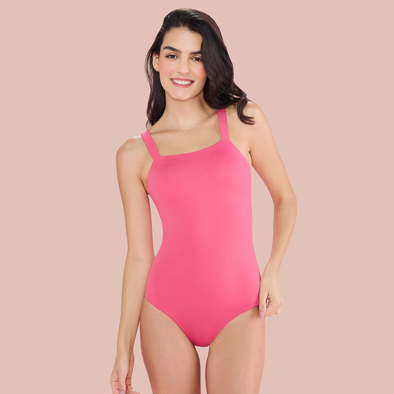 Nykd by Nykaa Chic Square Neck Swimwear NYSW19 Pink (S)