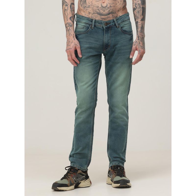 VUDU Blue Solid Regular Fit Jeans (30)