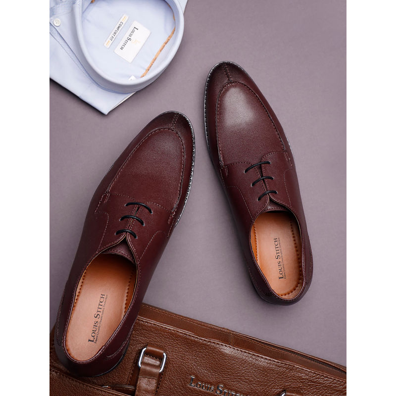 Louis Stitch Rosewood Maroon Shoes Lace-Up Style Comfortable Derbies for Men (UK 8)