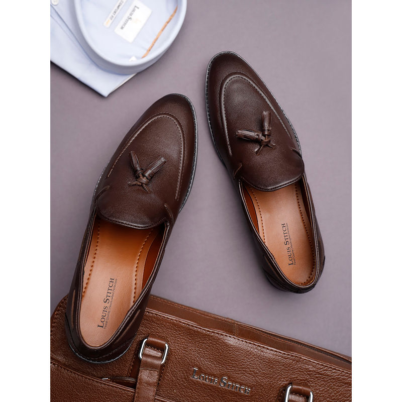 Louis Stitch Brunette Brown Shoes Comfortable Tassel Boat Shoes for Men UK 7 UK 7