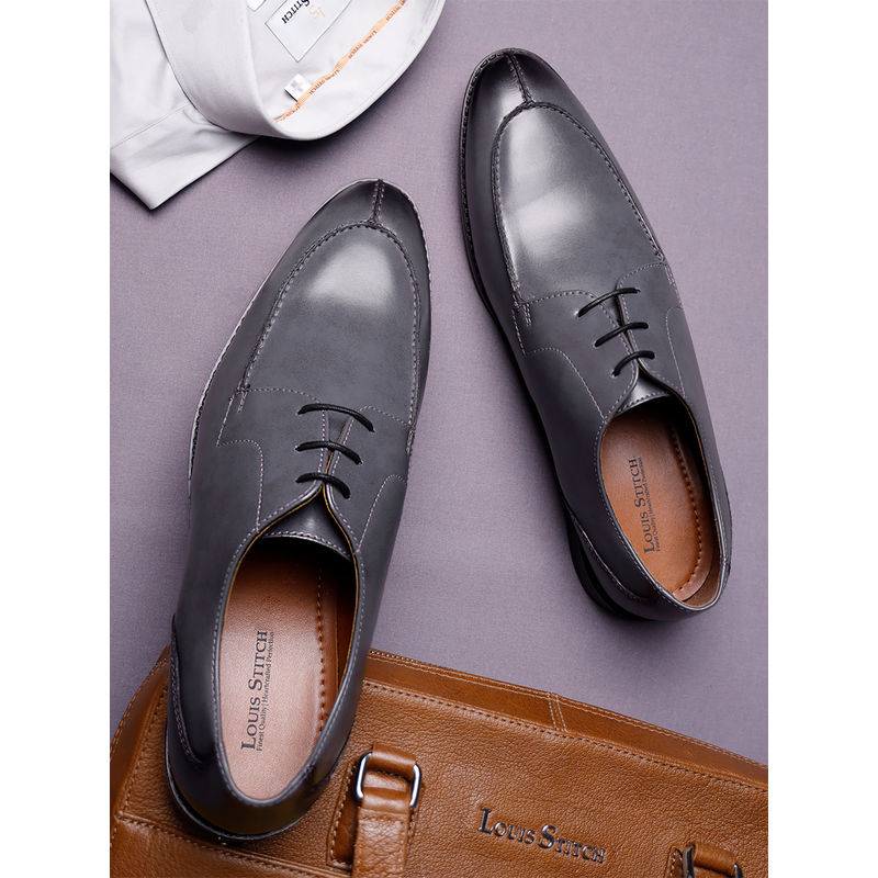 Louis Stitch Men Leatherette Oxfords Formal Shoes Grey (UK 6)