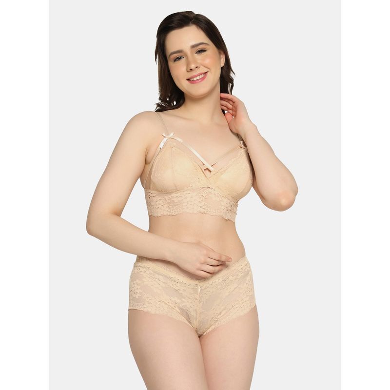 Da Intimo Soft Lace Lingerie Set - Beige (36A)