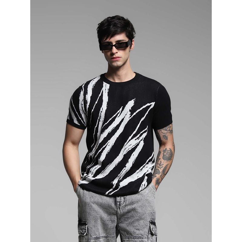 Jack & Jones Black Printed Regular Fit T-Shirt (L)