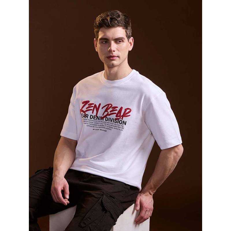 THE BEAR HOUSE White Typography Oversized Fit T-Shirt (2XL)