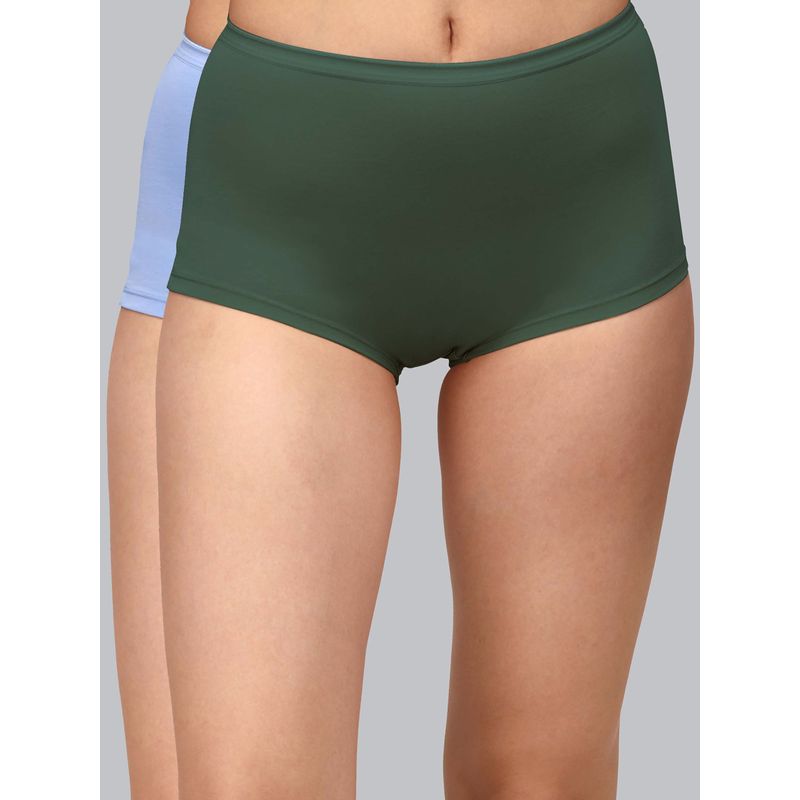 SOIE Women High Rise Full Coverage Cotton Stretch Boyshorts Multi-Color (Pack of 2) (M)