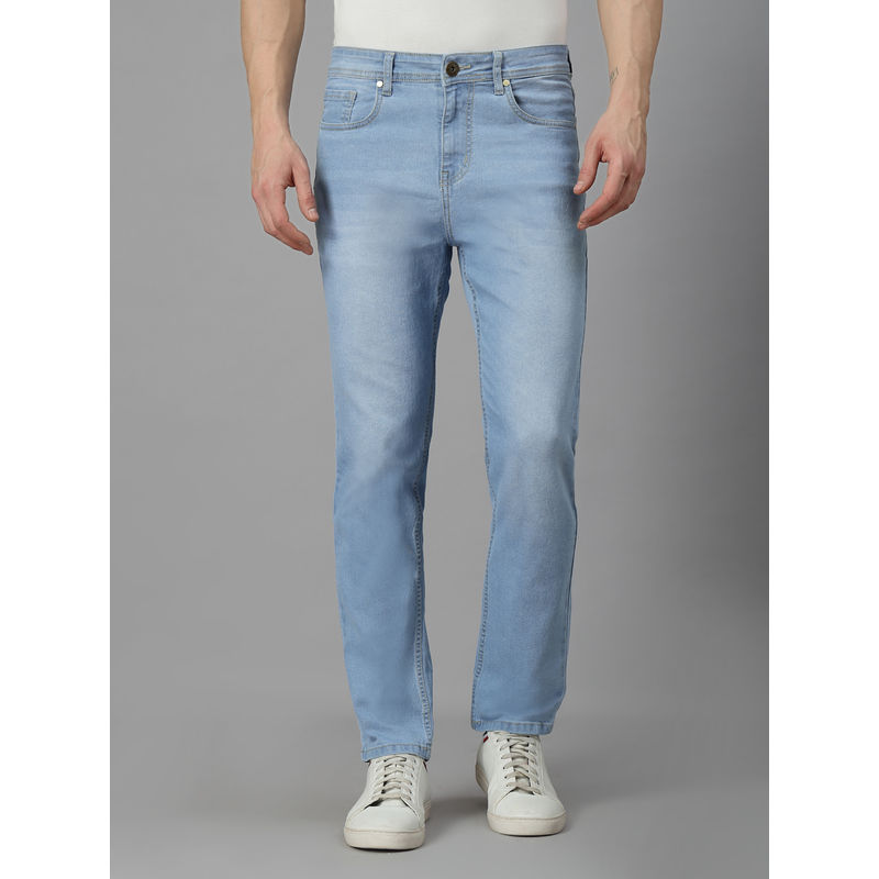 Style Quotient Men Light Blue Regular Fit Mid Rise Stretchable Jeans (30)