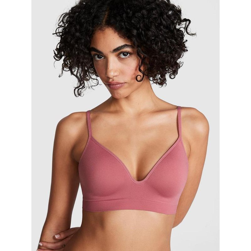 Victoria's Secret Pink Bralettes and Bra Tops Seamless Wireless Push-Up Bralette Pink (2XL)