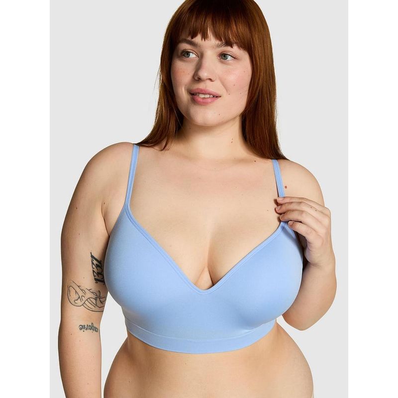 Victoria's Secret Pink Bralettes and Bra Tops Seamless Wireless Push-Up Bralette Blue (2XL)