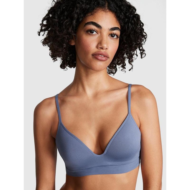 Victoria's Secret Pink Bralettes and Bra Tops Seamless Wireless Push-Up Bralette Blue (2XL)