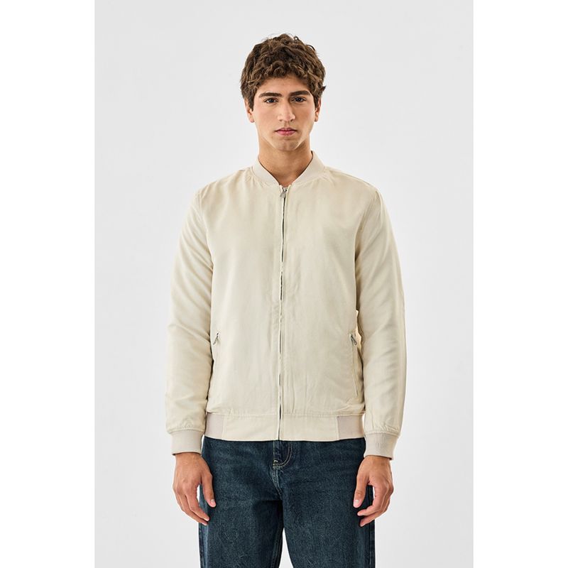 Snitch Off White Solid Full Sleeves Regular Casual Jacket for Men (XS)