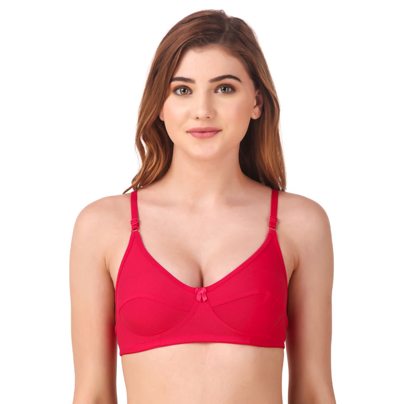 Fasense Women Solid Cotton Non Padded Wire Free Bra BV004 - Pink (36C)