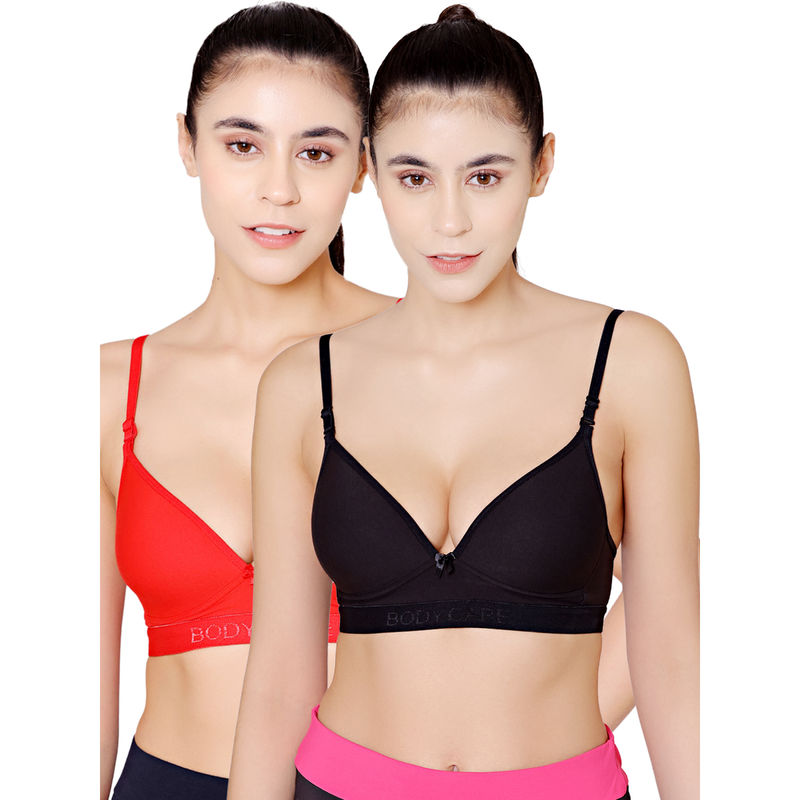 Bodycare Seamless Wire Free Padded Sports Bra-Pack Of 2 - Multi-Color (32B)
