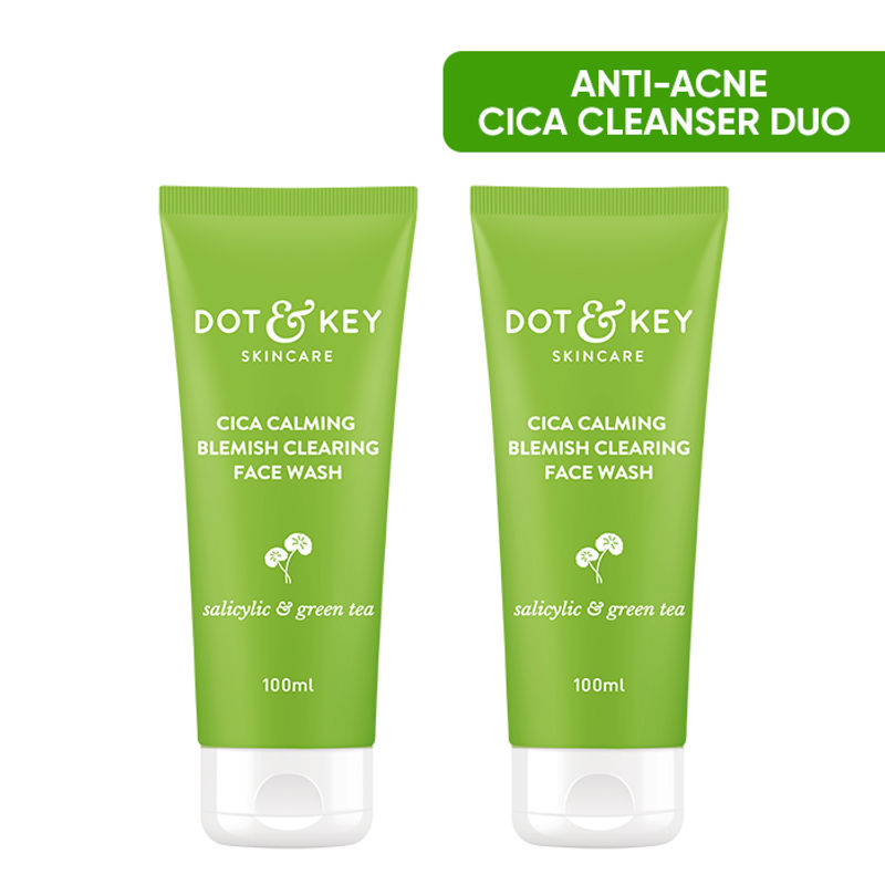 Dot & Key 2% Salicylic Cica Anti-Acne Face Wash (Pack Of 2) With Green Tea-Oil Control Pore Cleanser