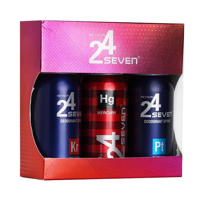 Revlon 24 Seven Deodorant Body Spray For Men Combo Of 3 Krypton Mercury And Platinum Buy Revlon 