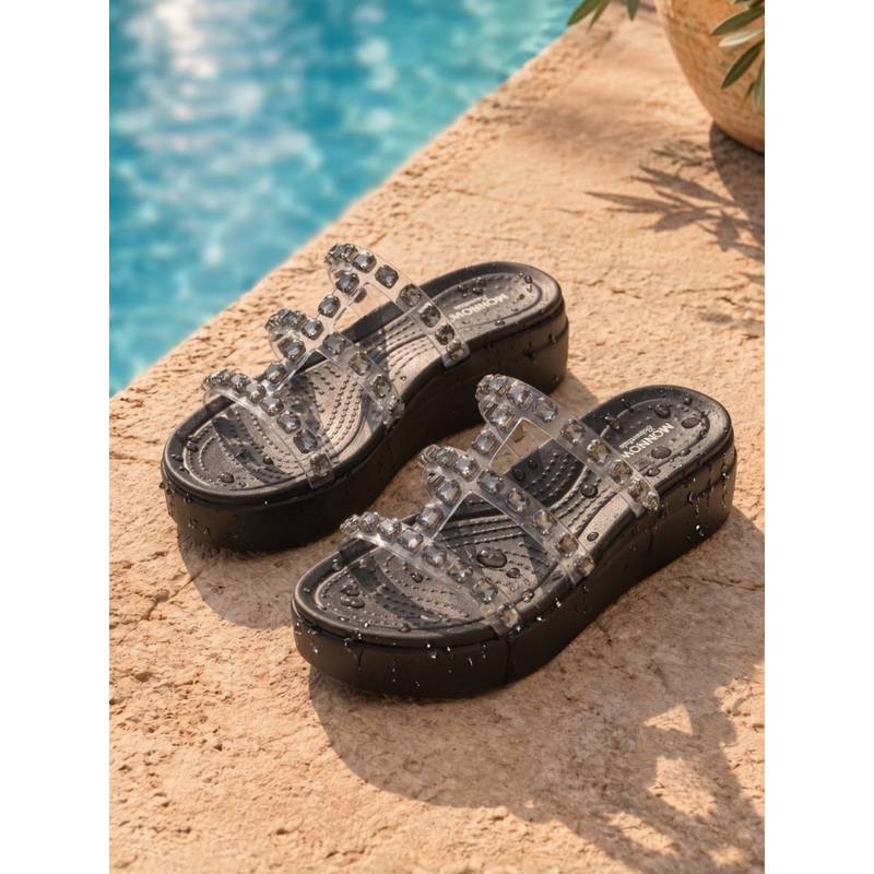 Monrow Veda Gun Metal Grey Sandal Heels (EURO 40)