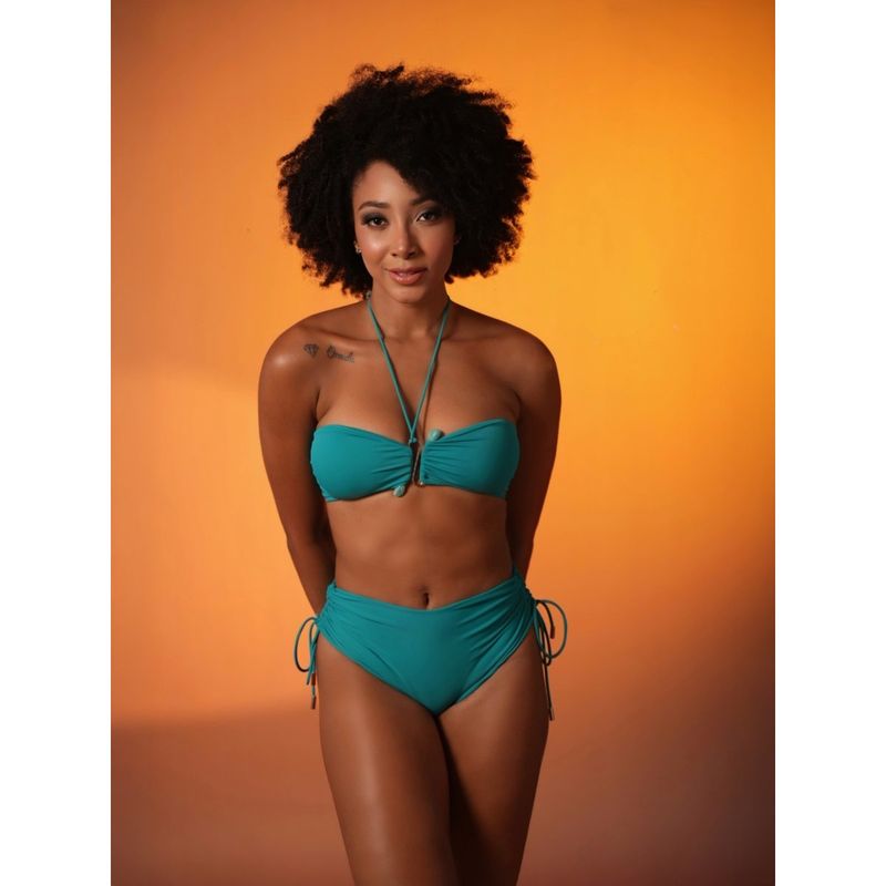 Mystelle Jade Halter Bikini Top with High-Waist Bottoms (Set of 2) (S)