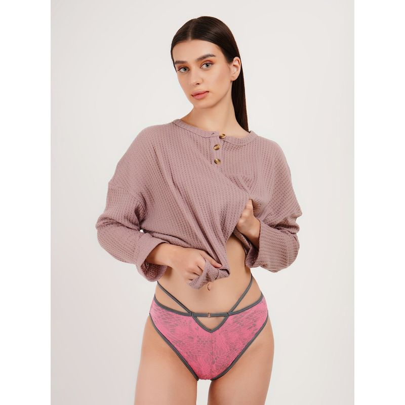 Curwish Lycra Bikini Panty Pack I Yellow Printed and Dusky Pink (Pack of 2) (S)