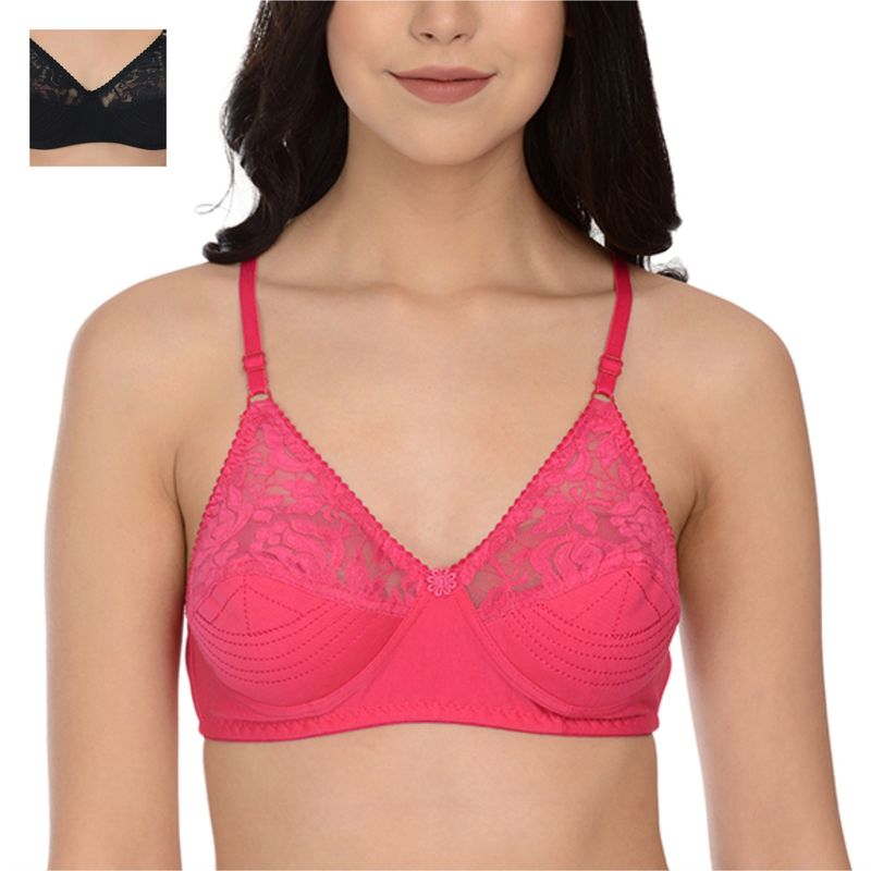 Mod & Shy Pack Of 2 Non-Padded Non Wired Basic Bra - Multi-Color (32B)