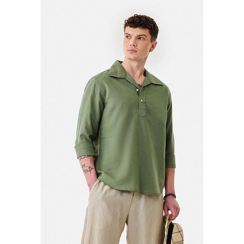Snitch Mint Green Solid Full Sleeves Regular Casual Shirt for Men (M)