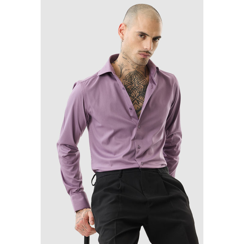 Snitch Lavender Solid Full Sleeves Slim Formal Shirt (XS)