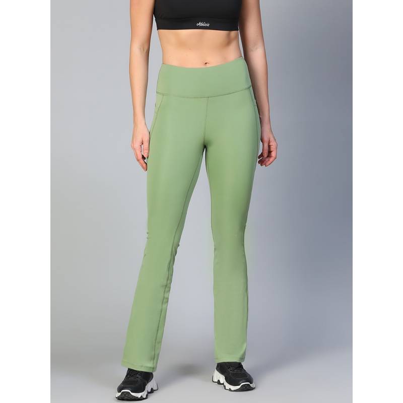Athlisis Women Green Bootcut-Fit Quick Dry Trackpant (L)