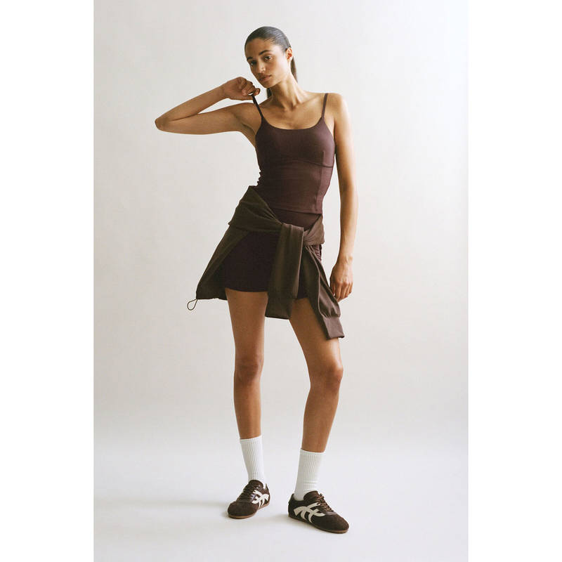 H&M Women Brown Integral-Bra Sports Strappy Top With Softmove (XS)