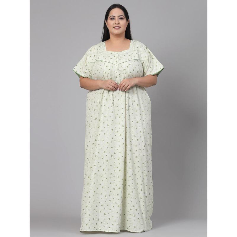 Sweet Dreams Printed Pattern Womens Short Sleeves Regular Length Nighty Green (L)