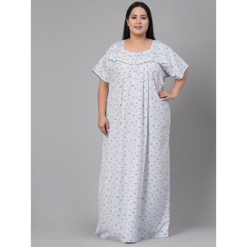 Sweet Dreams Printed Pattern Womens Short Sleeves Regular Length Nighty Blue (L)