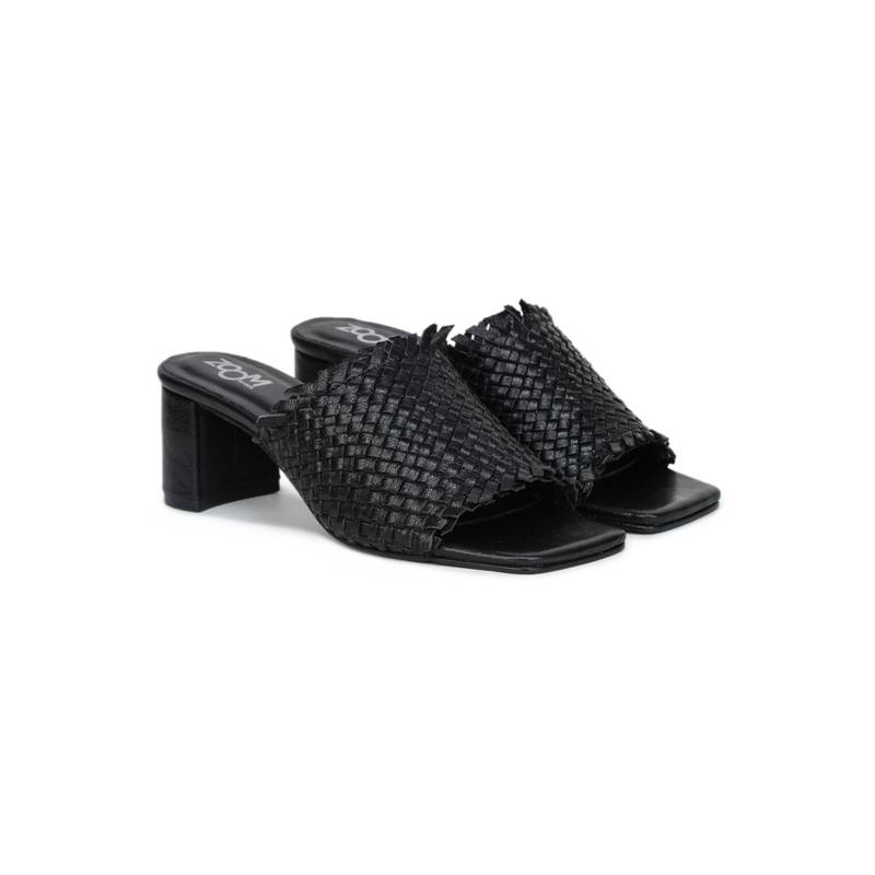 Zoom Shoes Women Black Leather Sandal Heels (EURO 37)