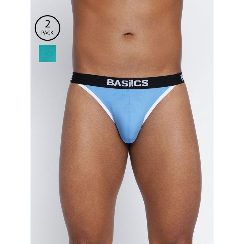 BASIICS by La Intimo Men Multi Color Cotton Thigh High Brief (Pack of 2) (2XL)