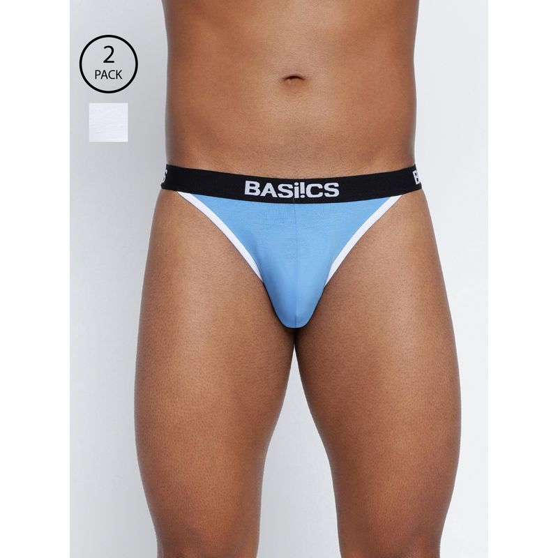 BASIICS by La Intimo Men Multi Color Cotton Thigh High Brief (Pack of 2) (2XL)