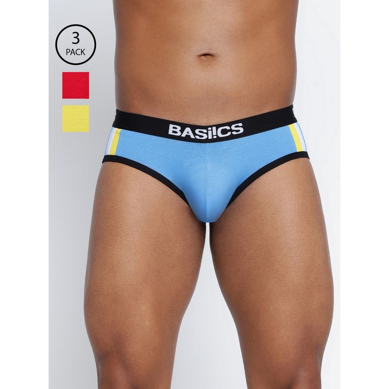 BASIICS by La Intimo Men Multi Color Cotton Double Solid Classic Brief (Pack of 3) (2XL)
