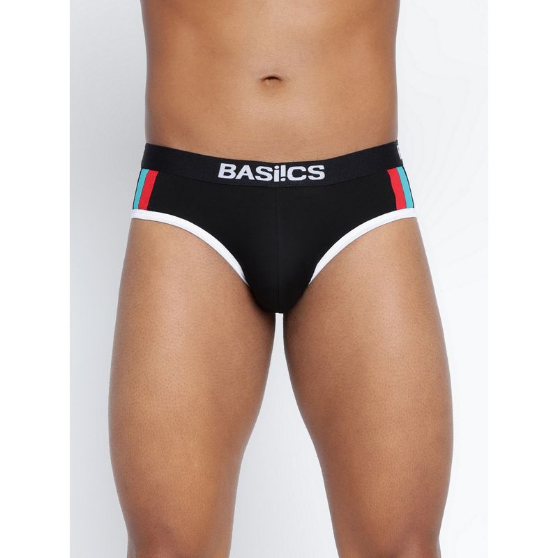 BASIICS by La Intimo Men Black Cotton Double Solid Classic Brief (2XL)