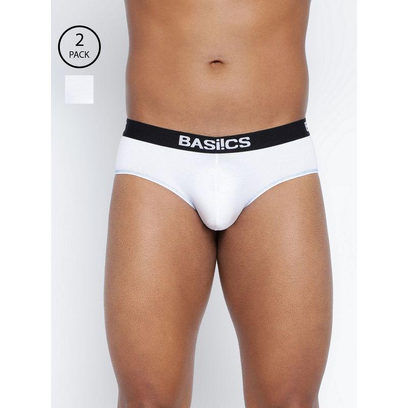 BASIICS by La Intimo Men White Cotton Everyday Active Brief (Pack of 2) (2XL)