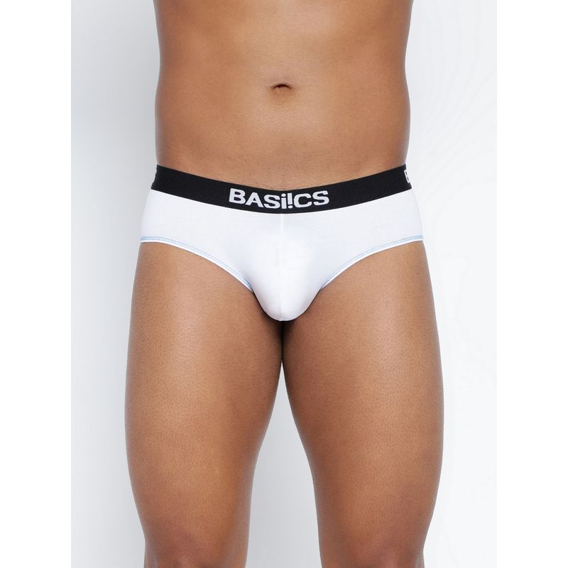BASIICS by La Intimo Men White Cotton Everyday Active Brief (2XL)