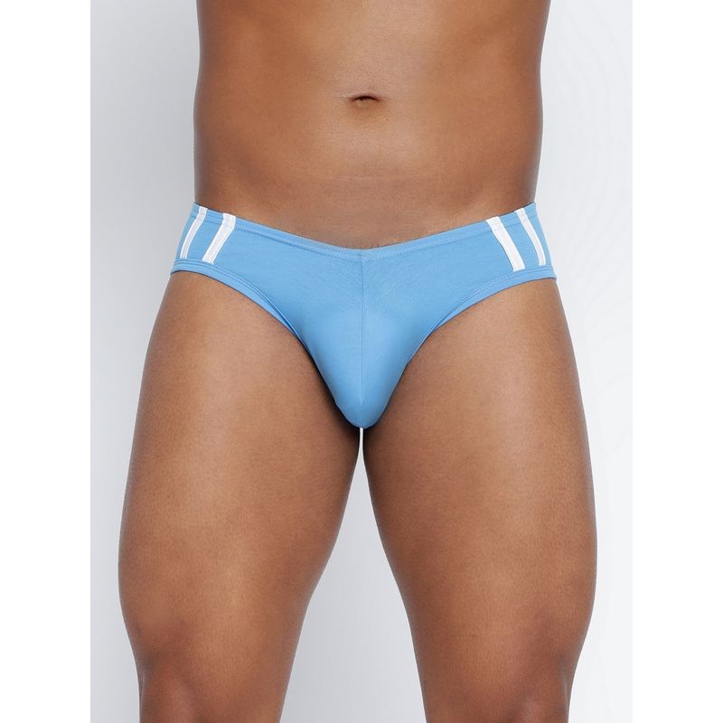BASIICS by La Intimo Men Blue Cotton Striped And Solid Fashion Brief (2XL)